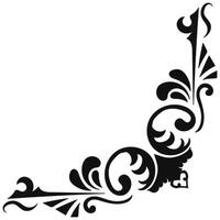 Thin line vintage corner. Medieval period of the Victorian dynasty. Fancy black monogram frame design element abstract icon collection Flower simple symbol vector