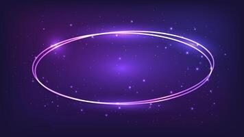 Neon oval frame with shining effects vector