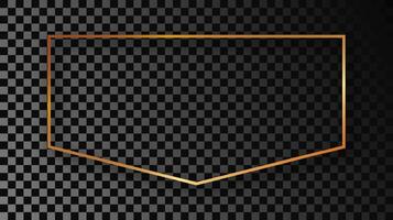 Gold glowing frame with shadow vector