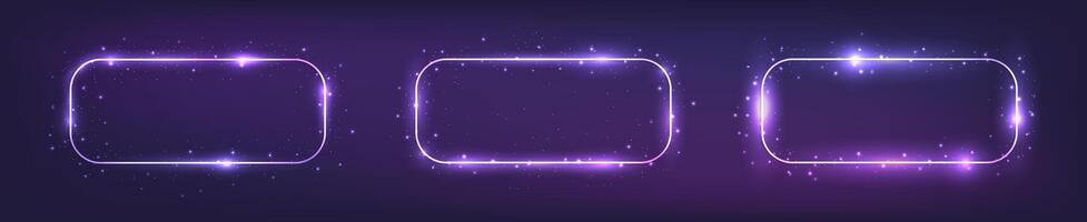 Set of neon frames with shining effects vector