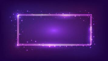 Neon double rectangular frame vector