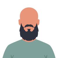 Abstract faceless bald man with beard and mustache. Bald bearded male avatar. illustration vector