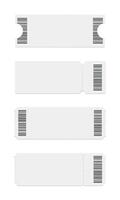 Abstract blank ticket stubs template on white background. Ticket mockup in different shapes with barcode. Realistic style. illustration vector