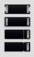 Abstract blank tickets template. Ticket mockup in different shapes with barcode, front view. Realistic style. illustration vector