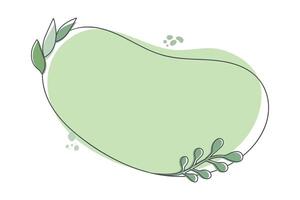 Hand drawn frame for text with leaves and lines. Simple doodle template with copy space. illustration vector