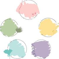 Set of circle doodle frames decorate with botanical elements and lines. Different doodle shapes with a blank space. illustration vector