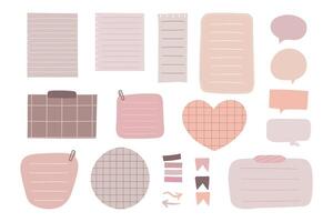 Collection of pastel colored paper notes. Blank banners, planner sticky notes for to-do-list, paper sheets, speech bubbles and bookmarks. illustration vector