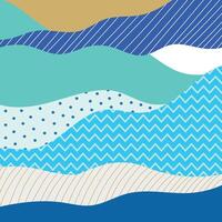 Abstract wavy blue background with zigzag, dotted and striped pattern. illustration vector