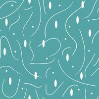Abstract doodle lines and squiggles seamless pattern. Memphis style ornament in white and blue colors. illustration vector