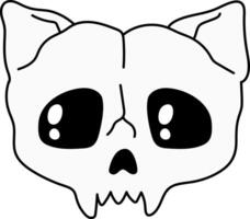 Hand drawn cat skull isolated on white background. illustration vector