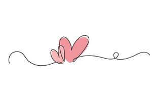 Two hearts continuous one line drawing. Valentines Day trendy minimalist concept. illustration vector