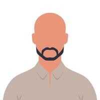 Abstract faceless bald man with beard. Bald bearded male avatar. illustration vector