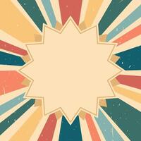 Vintage retro style background with geometric shapes and rays. Frame for text. Grunge texture. illustration vector