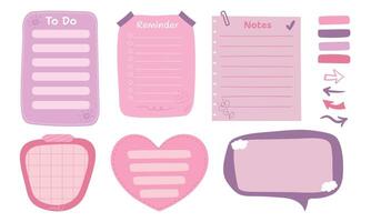 Cute colorful paper notes. Notes for to do list, memo notepads, paper planner. illustration vector