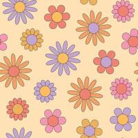 Groovy flower seamless pattern. Hippie retro style. illustration vector