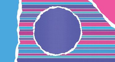 Abstract retro pop art style bright background decorated with torn paper. illustration vector