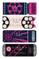 Set of cinema tickets with different design. Front view. Cinema ticket template. illustration vector