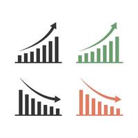 Graph going up and down sign with arrow illustration vector
