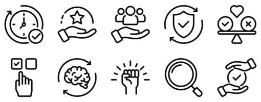 Ethics Icon Set A Thoughtful Line Style Collection vector