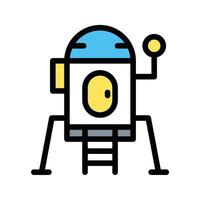 Space Lander Icon Futuristic Design in Flat Line Color Style vector