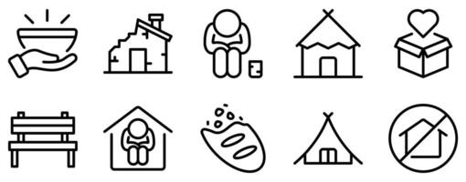 Homeless Icon Set A Compassionate Line Style Collection vector