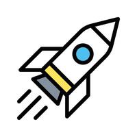 Rocket Icon Dynamic Design in Flat Line Color Style vector