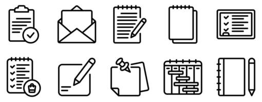 Notes and Tasks Icon Set Organized Line Style Collection for Productivity vector