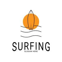 surfing logo design concept idea with wave beach vector