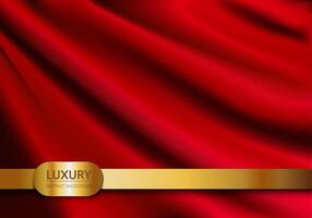 Abstract background luxury red cloth or liquid wave Abstract or red fabric texture background. Cloth soft wave. Creases of satin silk and cotton. Use for flag. vector