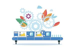 Automation belt machine with mechanic gear background vector