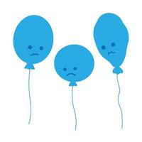 Circle, oval and deflated balloons with sad smiley face in minimalistic style Blue Monday concept. . Isolate. EPS. Greetings cards, posters, banner, brochure, billboard, price, label or web idea vector