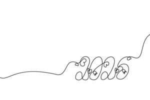 2026 hand drawn single continuous lettering with heart and flower. Copy space. Greeting Card concept. Isolate. EPS. Cards, posters, banners, brochures, price tag, label or web, promo design concept vector