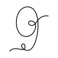 9 continuous line. Number nine Hand lettering concept in minimalist style. Line Art design idea. Isolate. EPS . Cards, poster, banner, brochure, price tag, label or web, promo inscription idea vector