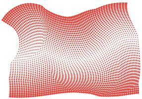 Red dot gradient wavy pattern background. Illustration isolated on dark background. vector