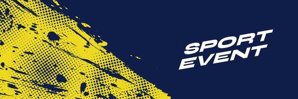 Abstract Sports Background with Blue and Yellow Brush Texture and Halftone Effect. Grunge Background for Banner or Poster Design vector