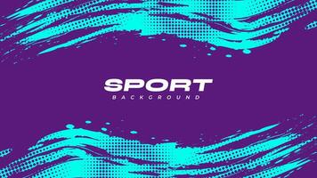 Abstract Sports Background with Blue and Purple Brush Texture and Halftone Effect. Grunge Background for Banner or Poster Design vector