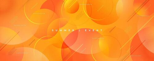 Abstract Orange Gradient Background with Geometric and Circular Elements. Creative and Dynamic Banner Design vector
