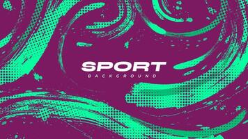 Abstract Sports Background with Green and Purple Brush Texture and Halftone Effect. Grunge Background for Banner or Poster Design vector