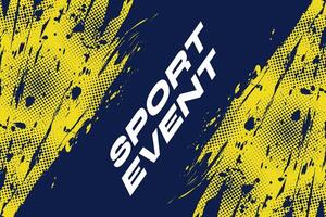 Abstract Sports Background with Blue and Yellow Brush Texture and Halftone Effect. Grunge Background for Banner or Poster Design vector