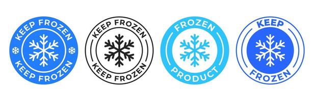 Keep frozen label. Keep refrigerated illustration. Stay cold freezer stamp. Temperature sign. Snowflake emblem. Product cardboard box print design. vector