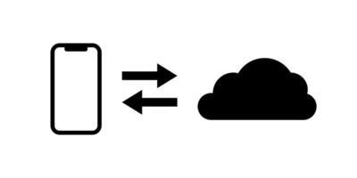 Phone cloud sync illustration. Mobile device cloud connection. Network exchange icon. vector
