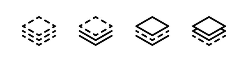 Transparent layer icon set. Stack of paper illustration collection. Dotted layer buttons interface elements. vector