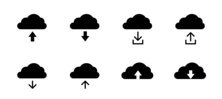Cloud upload icon. Cloud download button. Hosting server symbol. Online storage illustration. vector