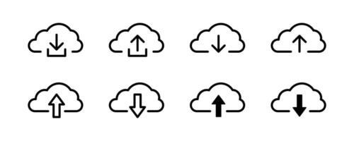 Cloud upload icon. Cloud download button. Hosting server symbol. Online storage illustration. vector