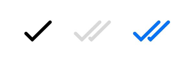 Message check mark icon set. Double checked symbol. Send message checkmark sign. Accepted illustration. vector