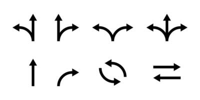 Arrow direction icon set. Way pointer symbol. Turn arrow navigation sign. Traffic route illustration. vector