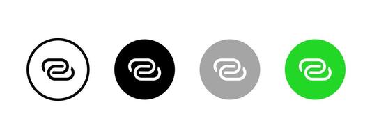 Modem mode icon set. Hotspot status buttons. Share link symbol. Chain illustration. Internet sharing indicator. Attach link button. vector