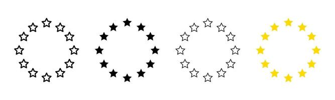 Star circle icon set. European union symbol. Stars arranged in circular shape. Business community illustration. vector