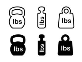 LBS measure icon. Pound symbol. Iron dumbbell pound scale signs. LBS unit illustration. vector