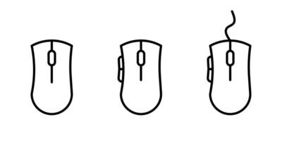 Computer mouse icon. Wireless gaming device line symbol. Click and scroll mouse buttons outline illustration. vector